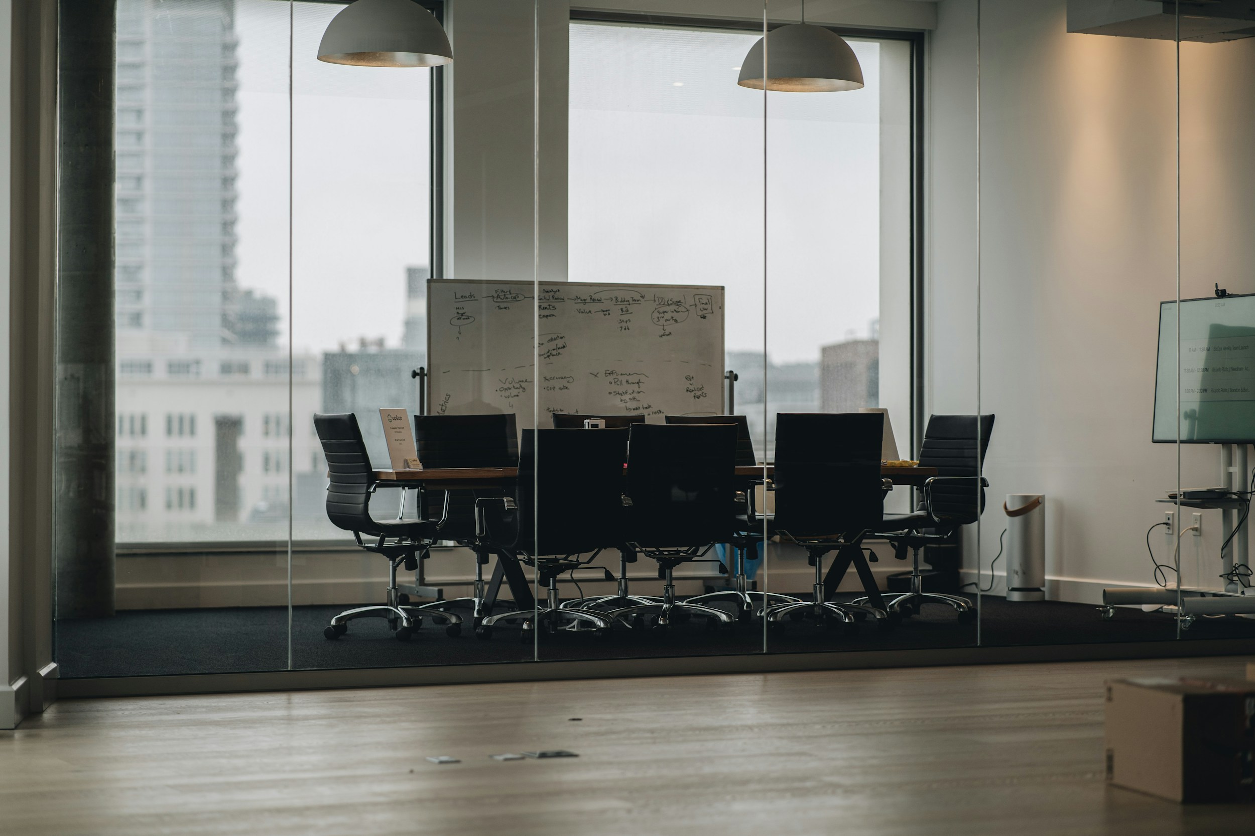 empty conference room chairs table