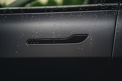 a close up of the door handle of a car