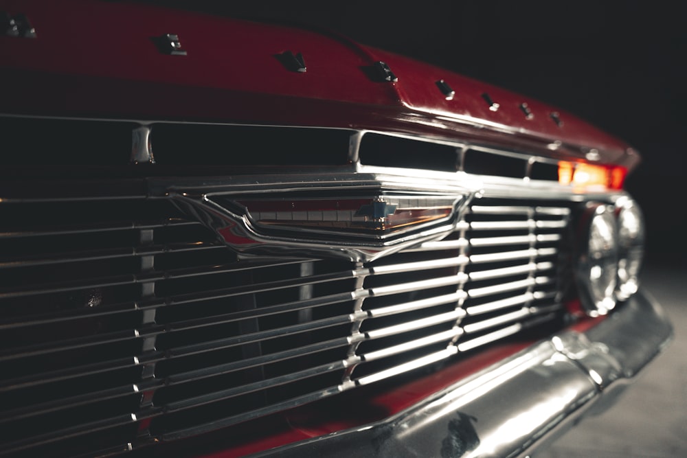 a close up of the grille of a car