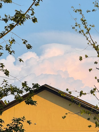 Smiling homeowner standing beside their house with a new, flawless roof under a cloudy sky.