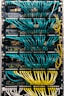 a rack of servers with wires and wires attached to them