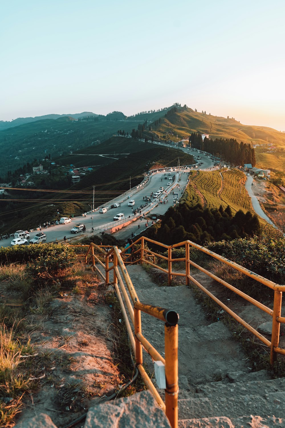 a view of a highway from a hill top