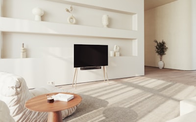 a living room with a large flat screen tv