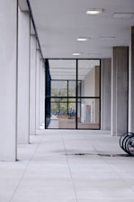Bright and clean shared hallway in a modern office building