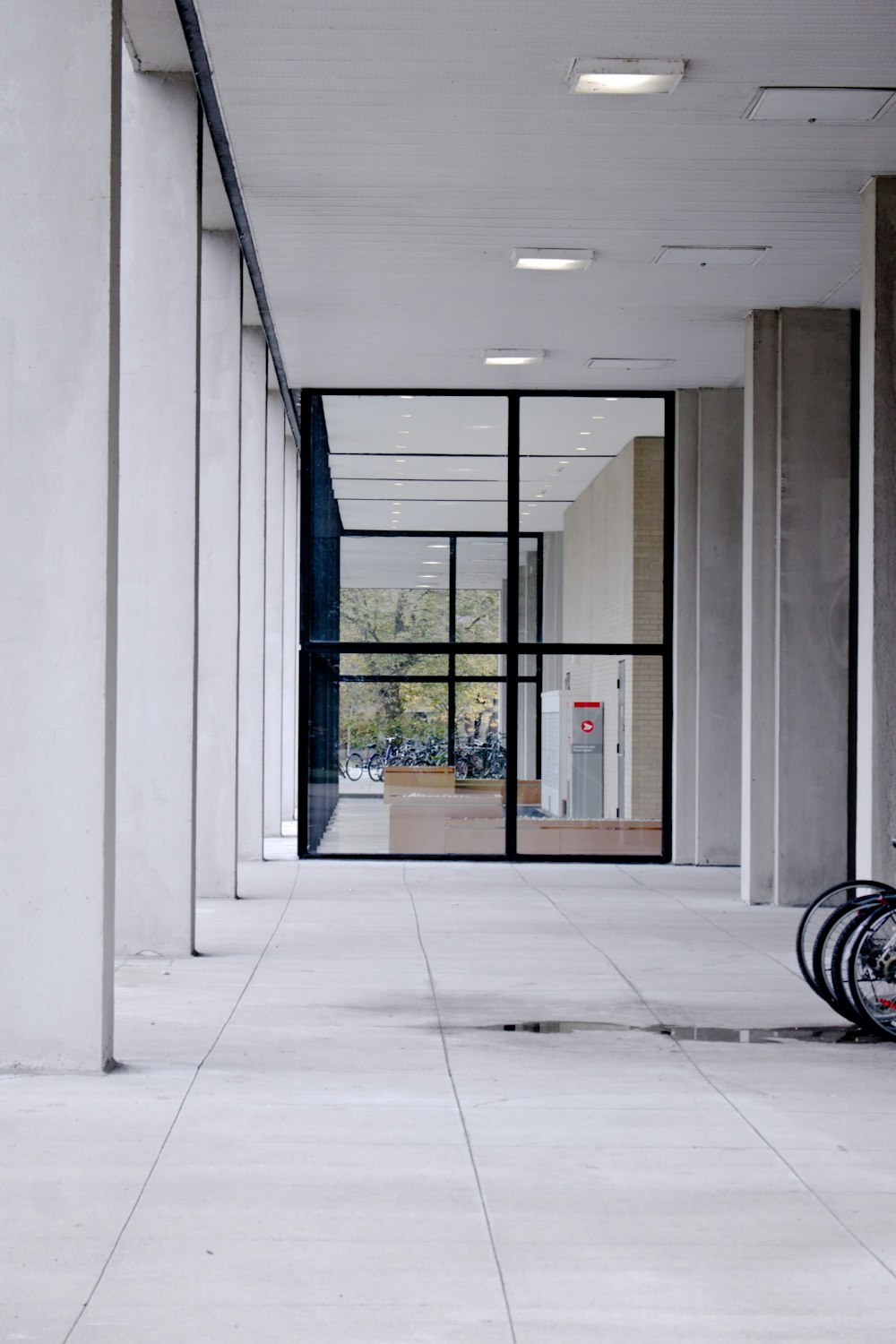 a bike parked in front of a building