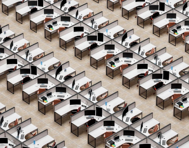 Workstation Grid — commercial manager cabin interior design