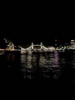 A vibrant photo of London’s iconic Tower Bridge glowing at sunset, reflecting on the River Thames.