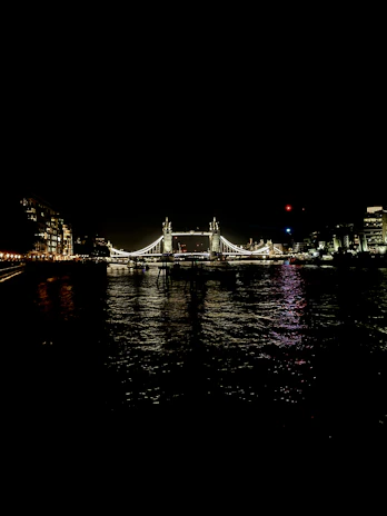 A vibrant photo of London’s iconic Tower Bridge glowing at sunset, reflecting on the River Thames.