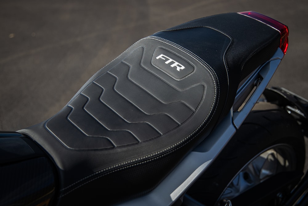 a close up of a motorcycle seat on a motorcycle