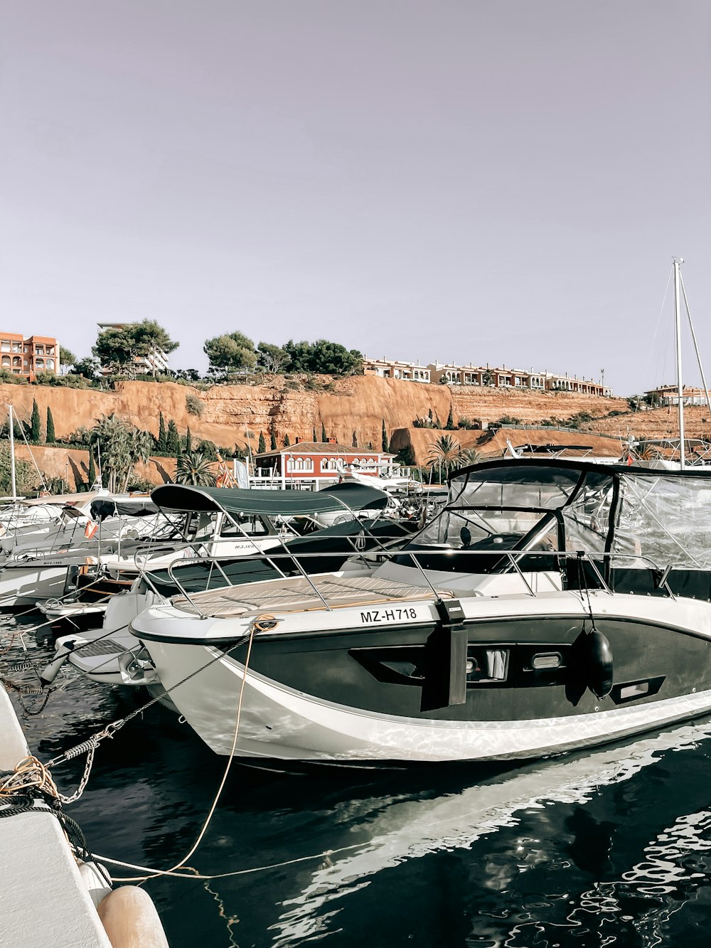 a couple of boats that are sitting in the water