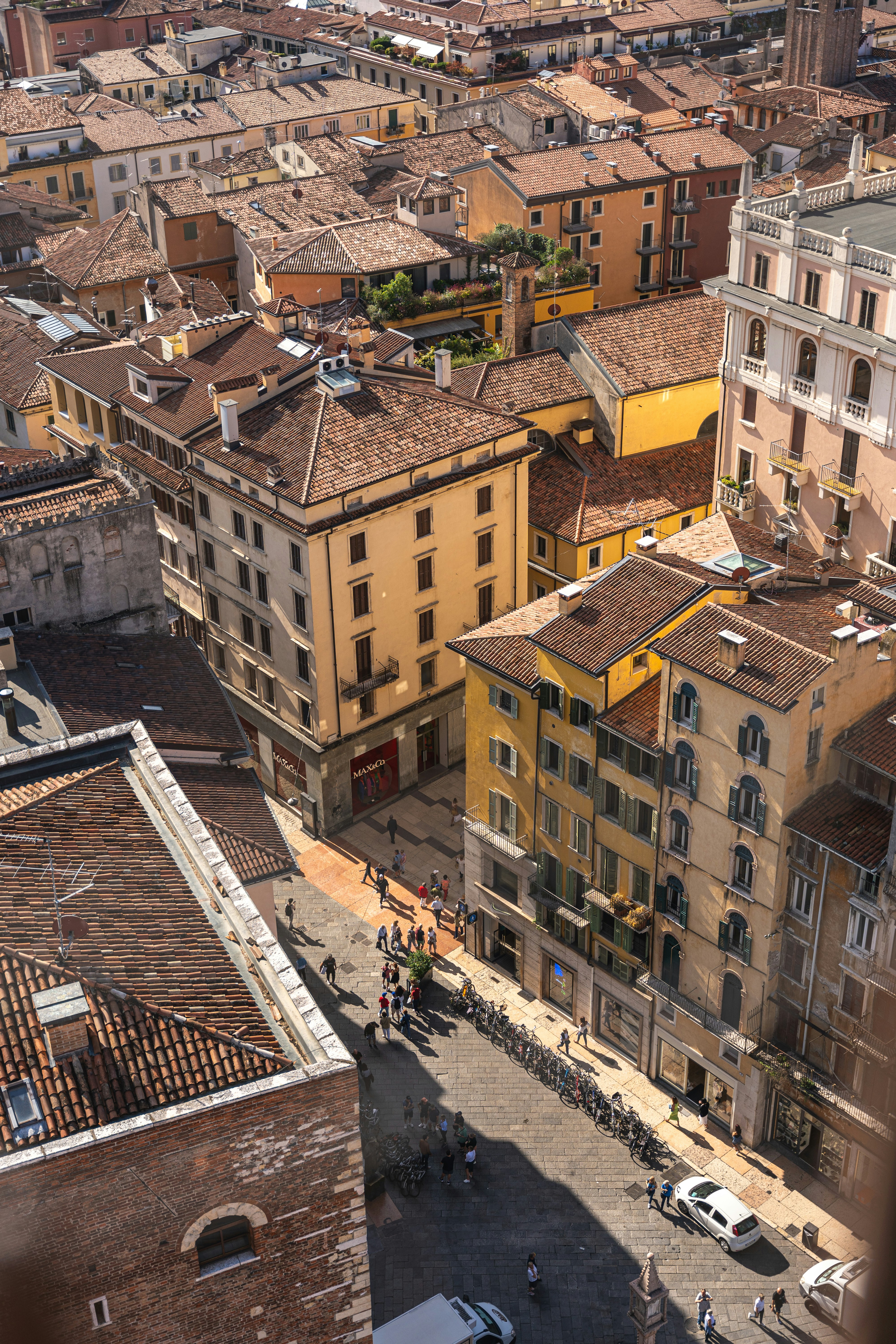 an aerial view of a city with lots of buildings