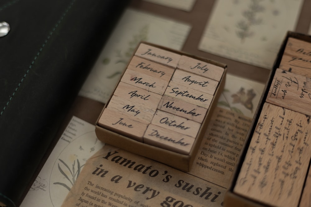 a couple of wooden boxes sitting on top of a table