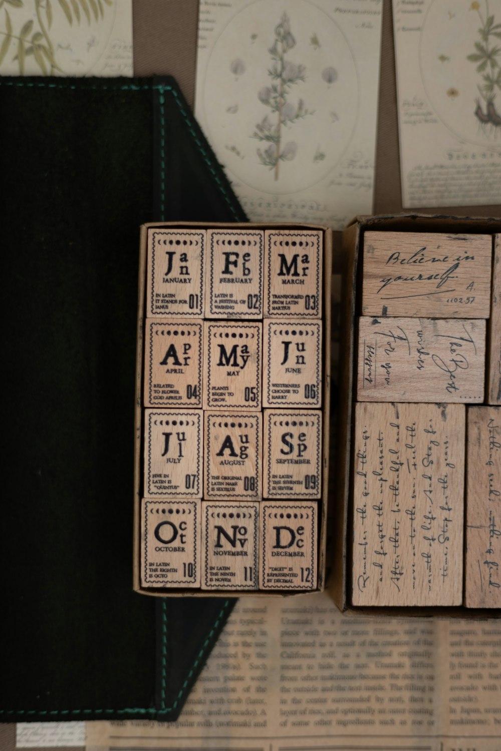 a couple of stamps sitting on top of a book