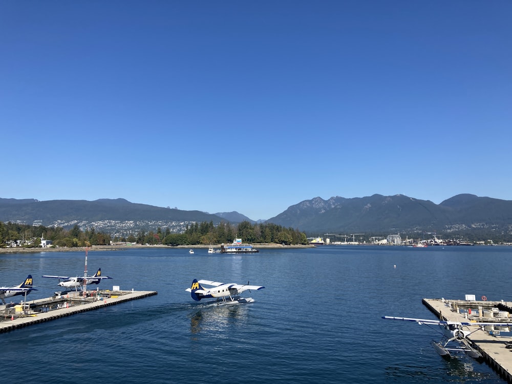 a couple of planes that are in the water