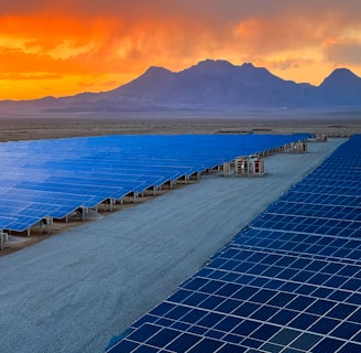 a large array of solar panels in a desert