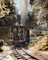 a train traveling through a forest filled with trees
