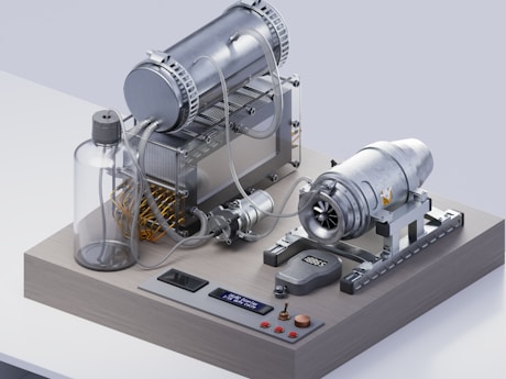 a model of a machine with a large blower on top of it