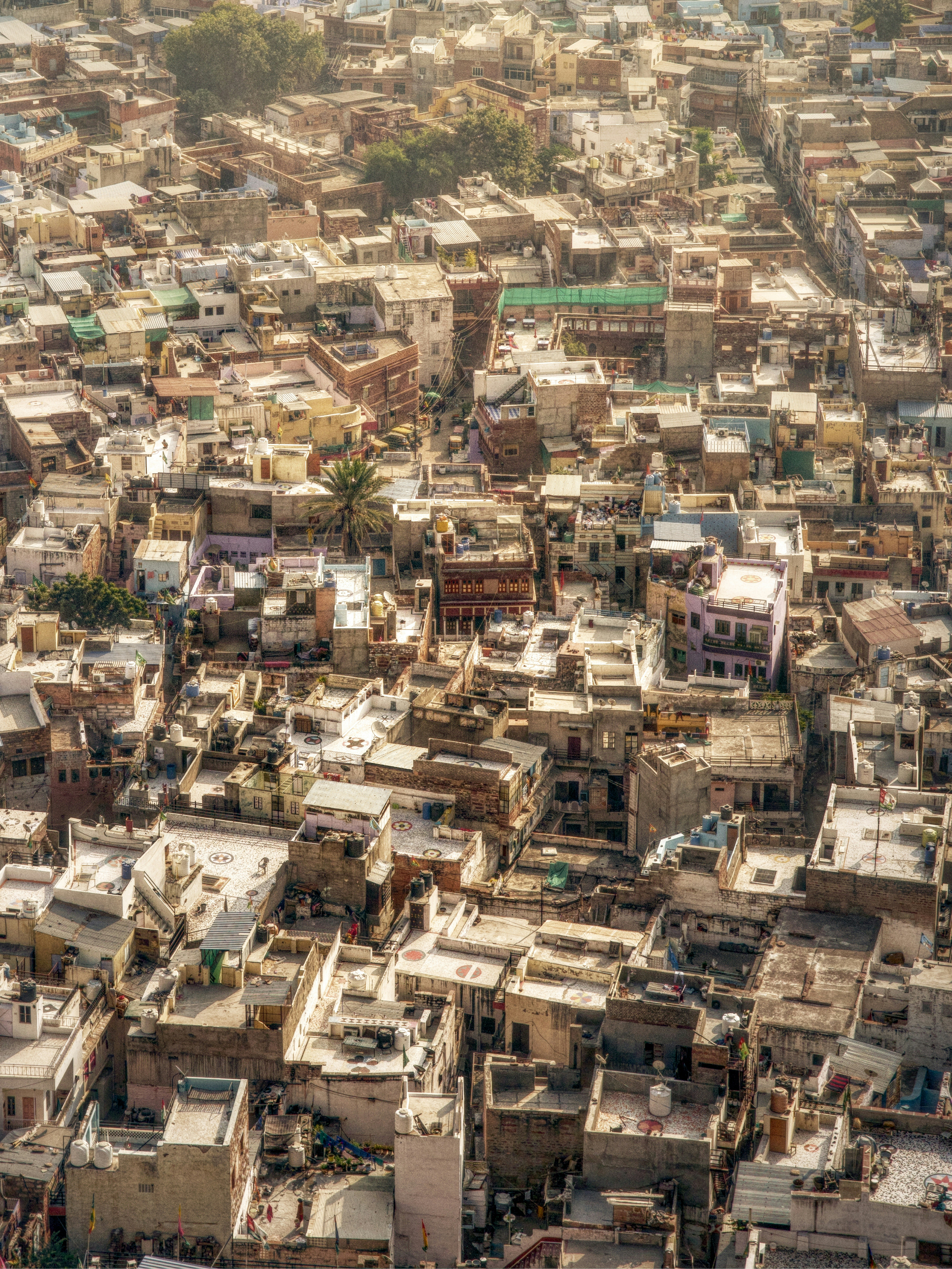 an aerial view of a city with lots of buildings