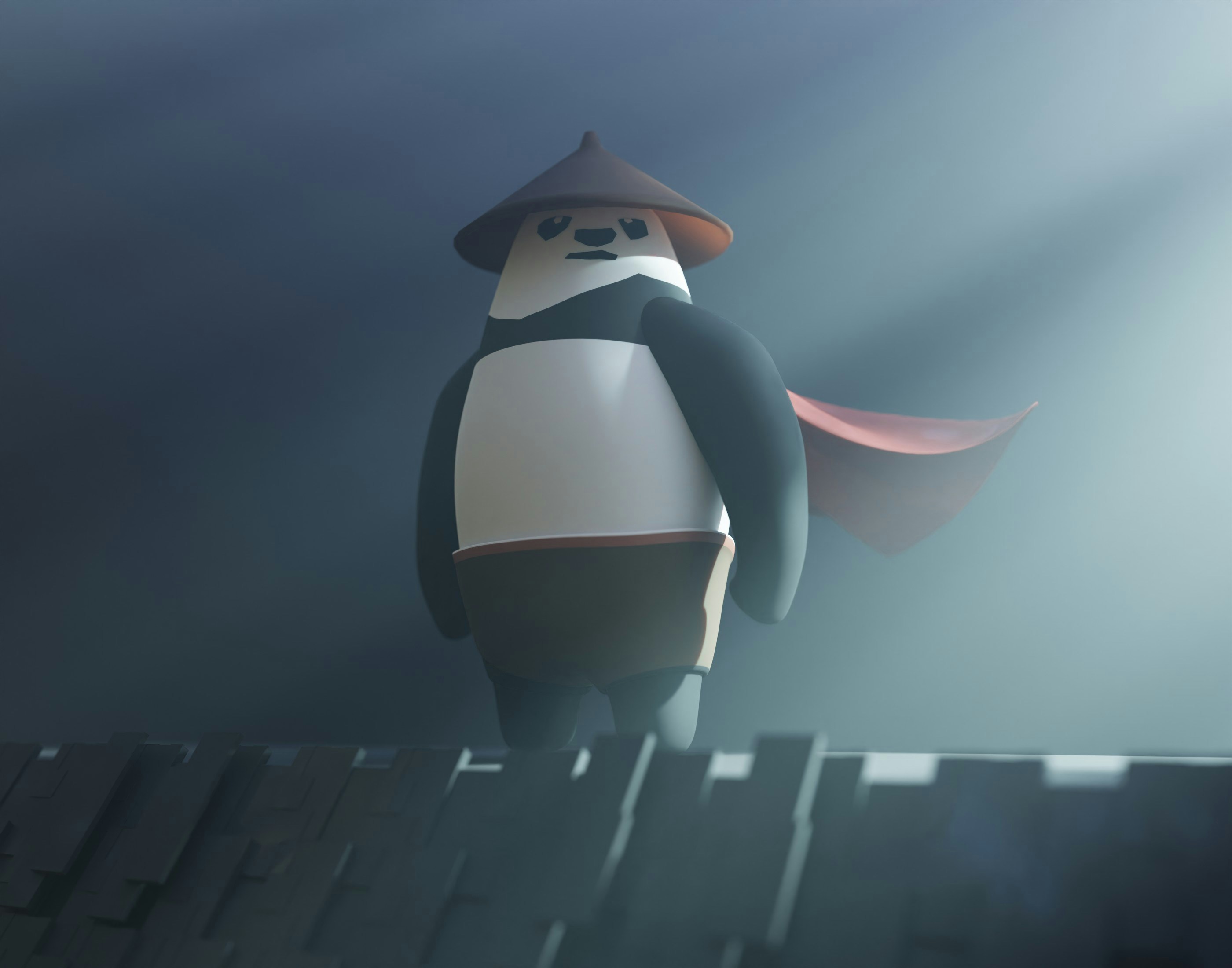 a cartoon penguin wearing a hat and cape