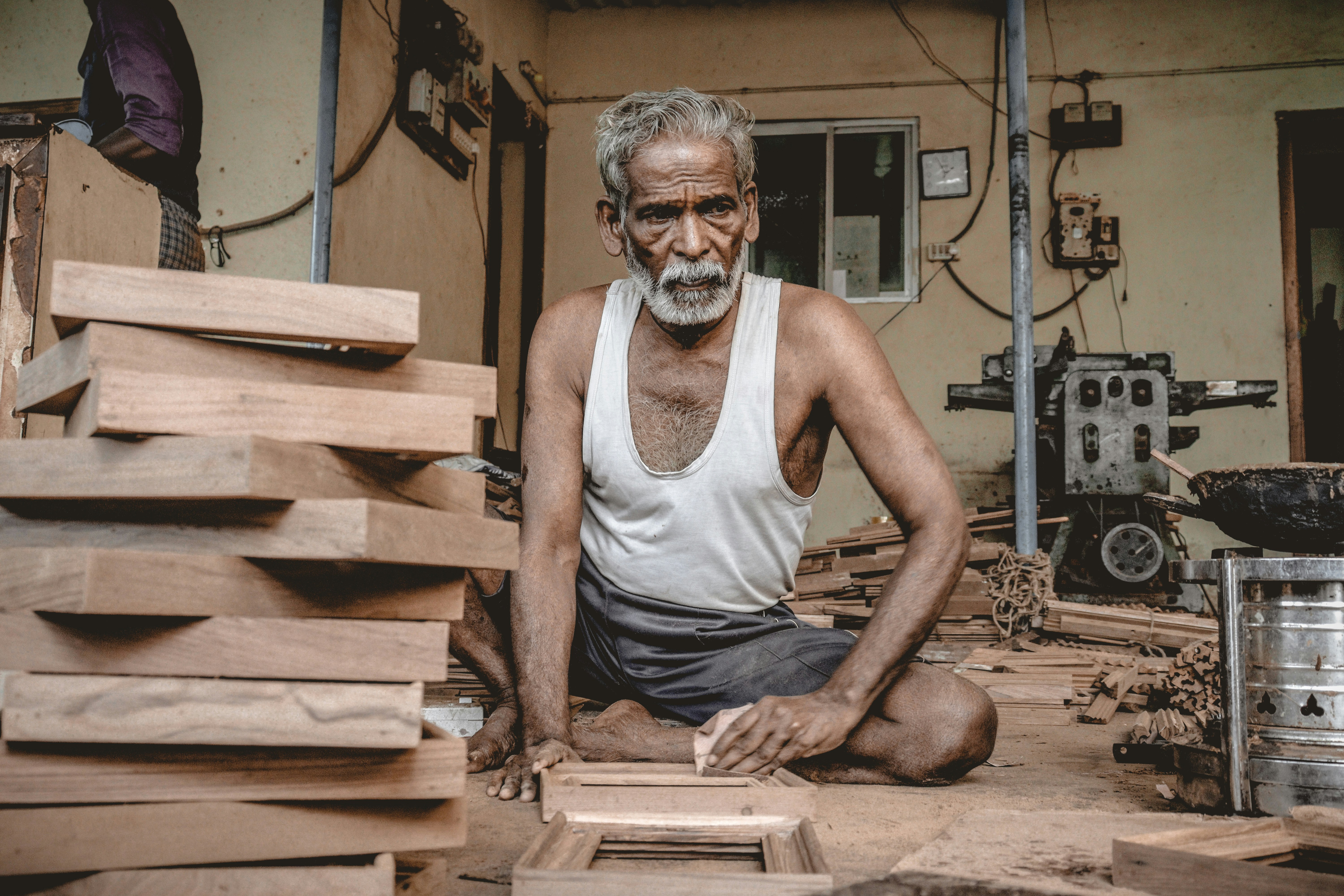 Entrepreneur with materials
