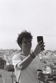 A candid moment captured during a travel adventure in a foreign city.