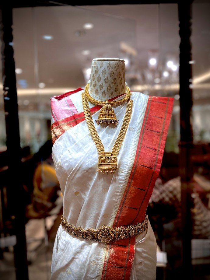 Draped silk saree in rich colour