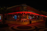 Evening shot of the Kabo Kebab storefront glowing softly under Cabo San Lucas night sky.