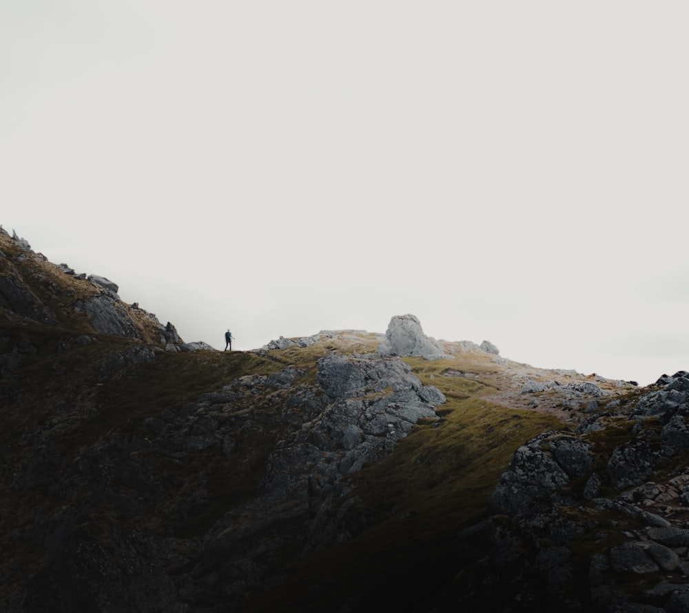 a group of people standing on top of a mountain