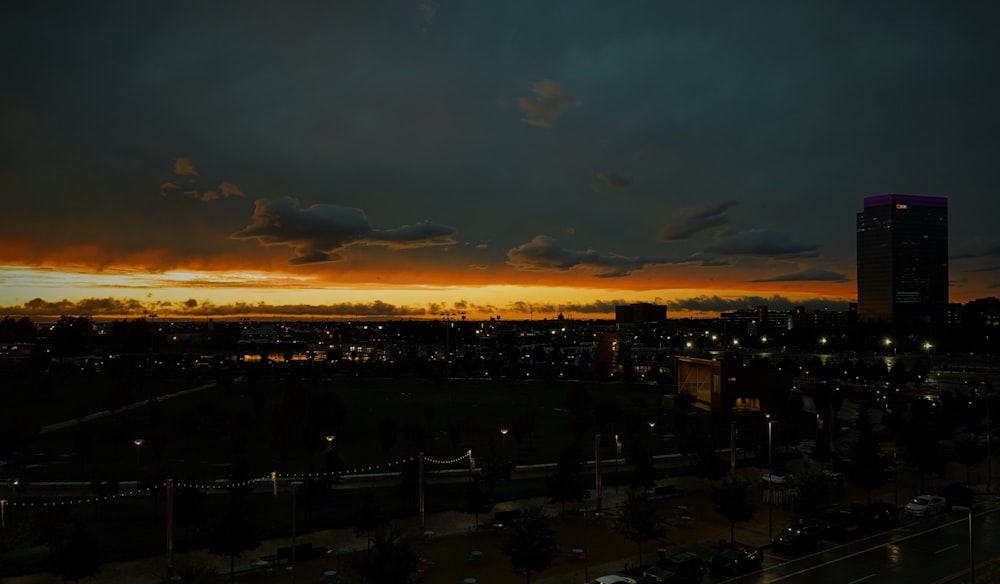 a view of a city at night from a high rise