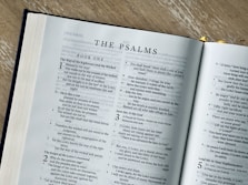 an open bible with the words the psalms on it