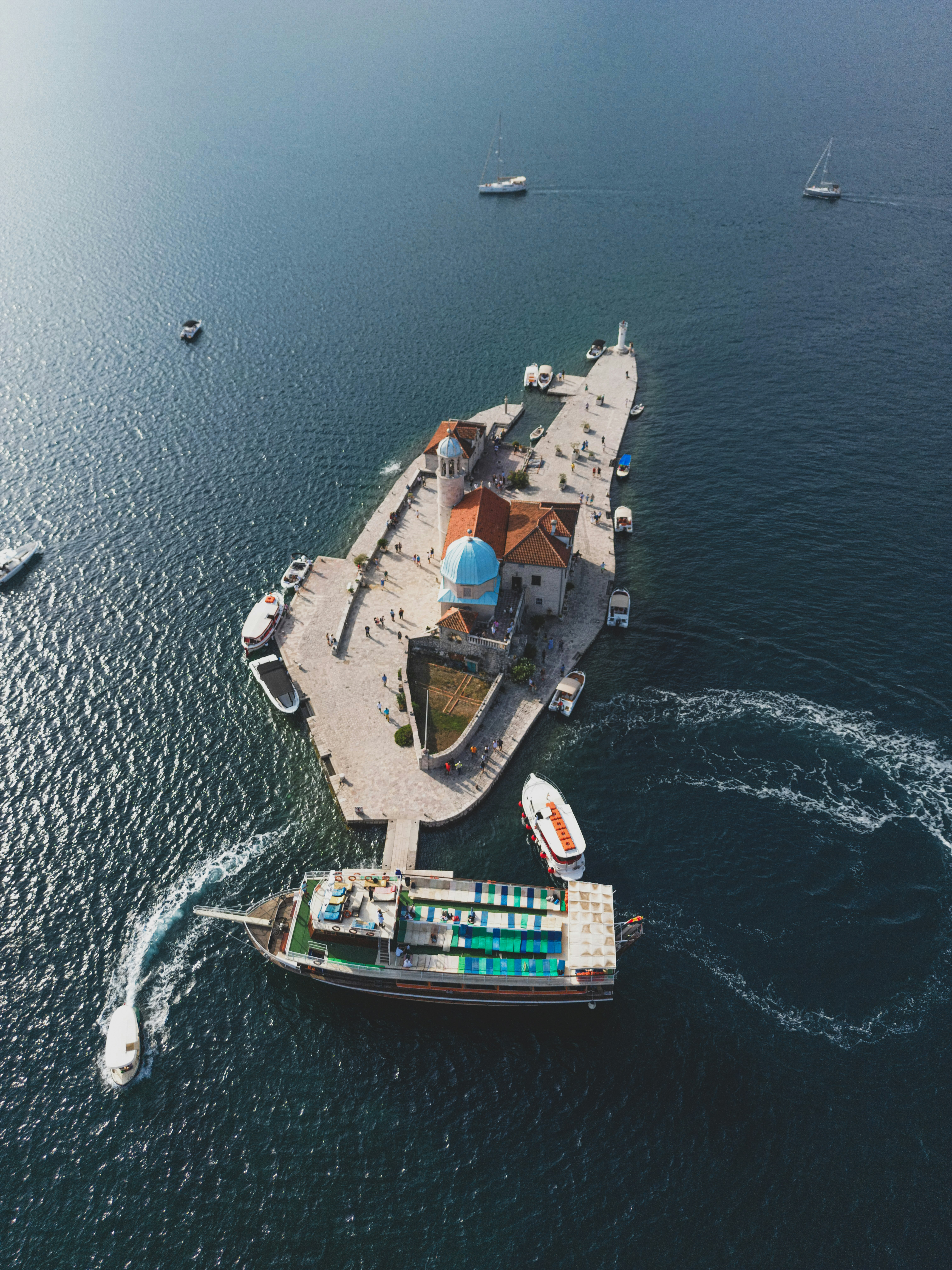 a large boat traveling across a large body of water