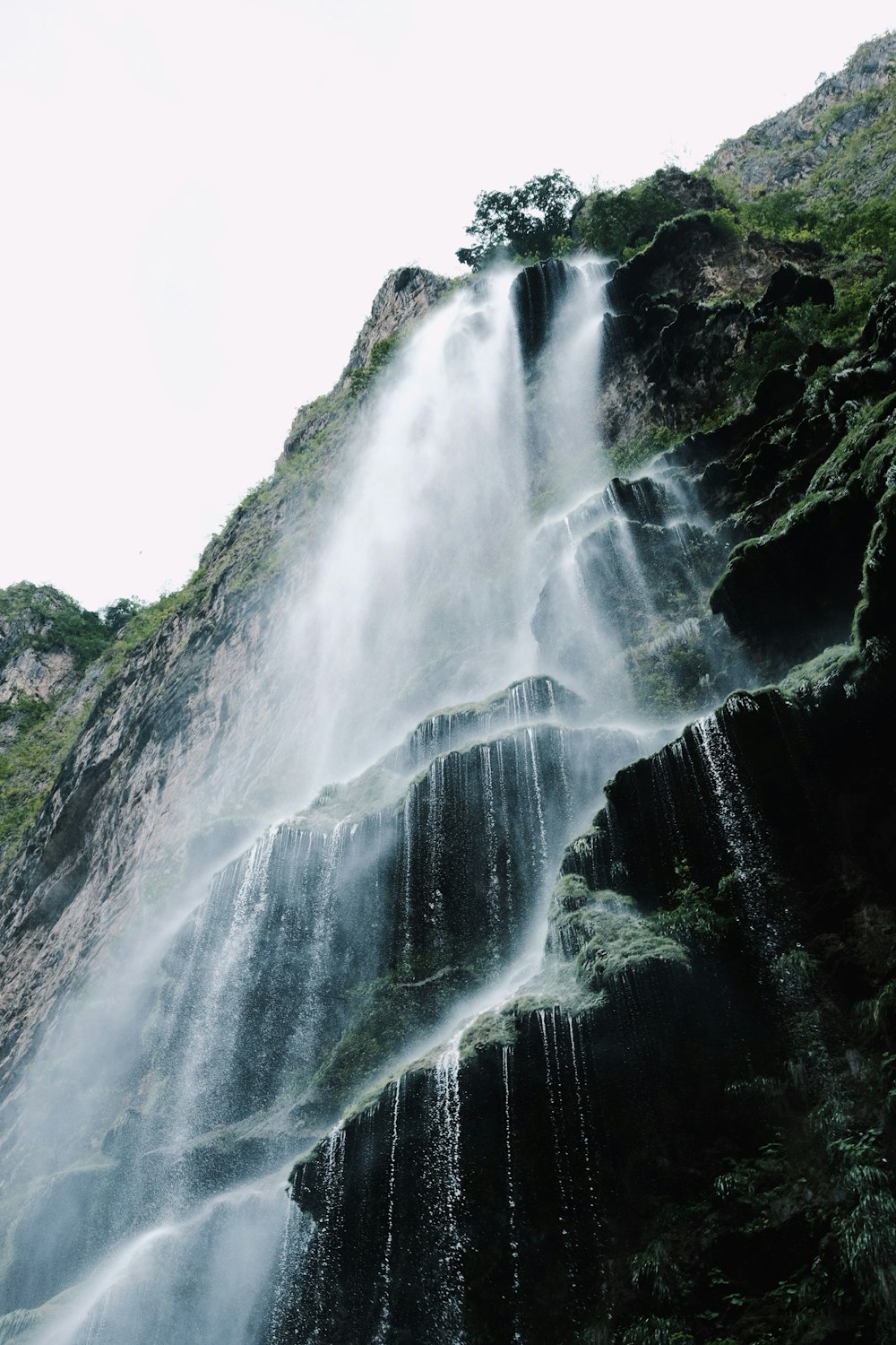 a very tall waterfall with lots of water coming out of it