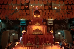 an elaborately decorated display in a building