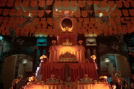 an elaborately decorated display in a building
