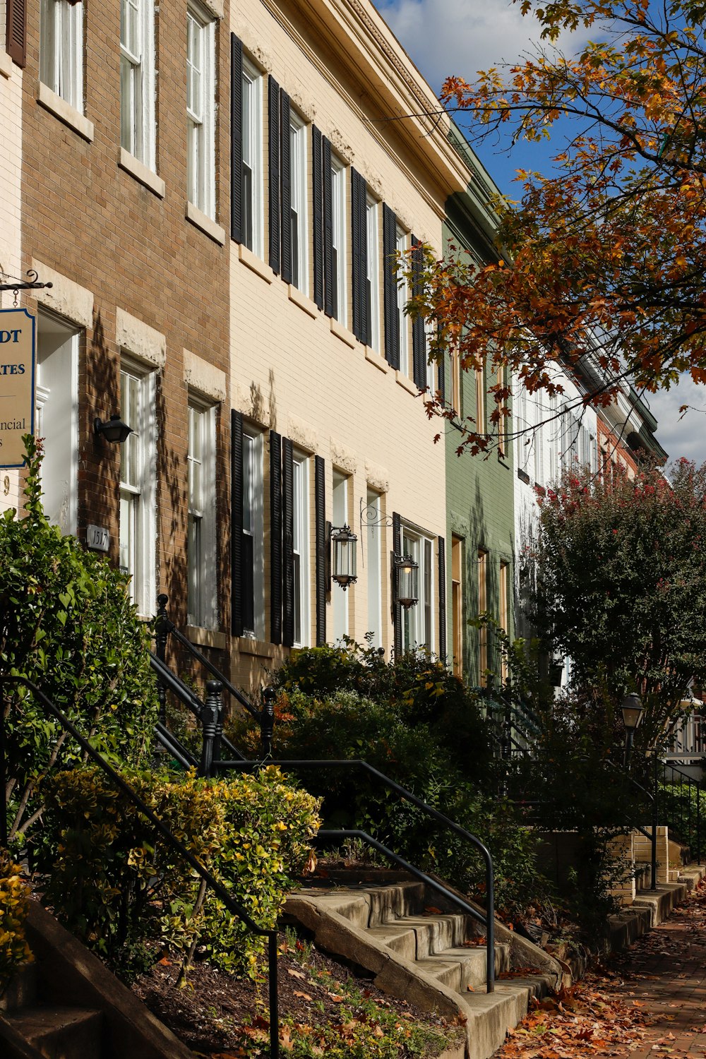 a building with many windows and steps leading up to it