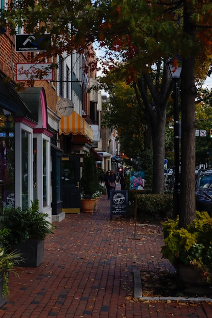 Historic downtown Paulding street scene with charming local shops and brick sidewalks.