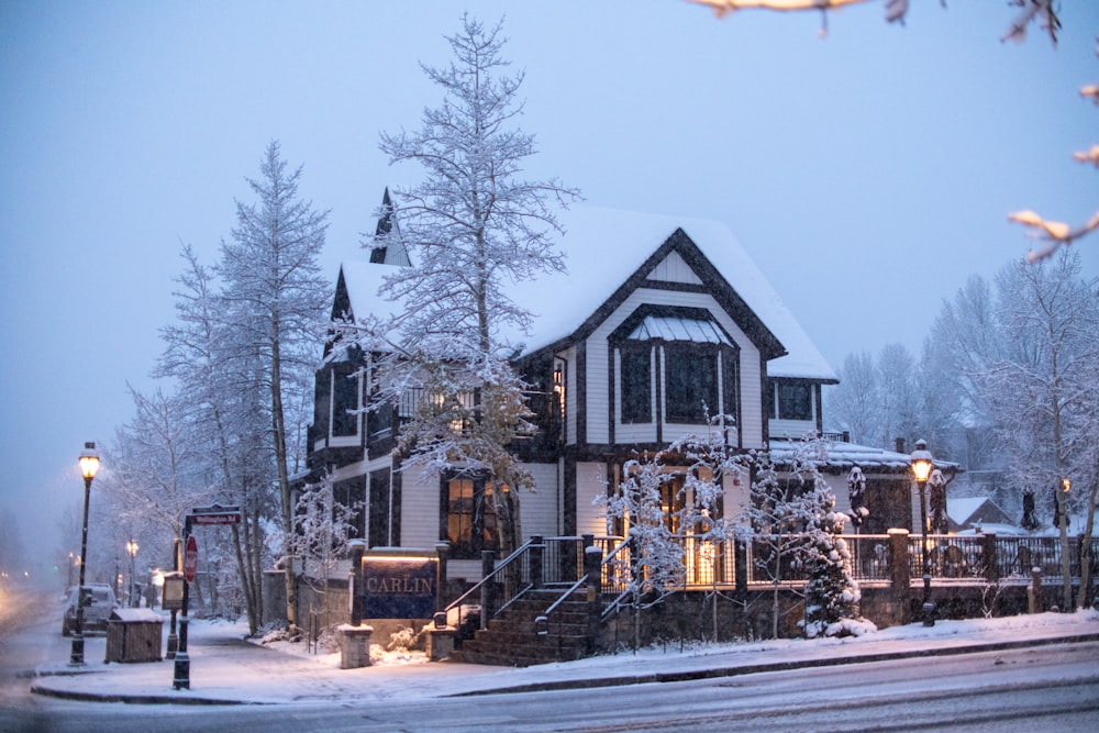 a house with a lot of snow on the ground