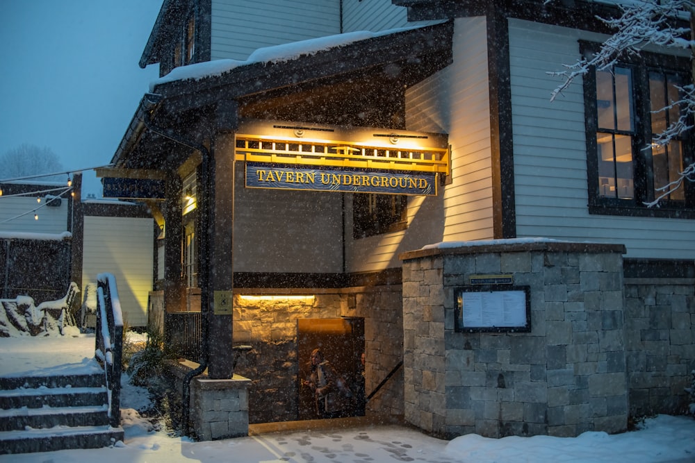 a building that has a bunch of snow on it