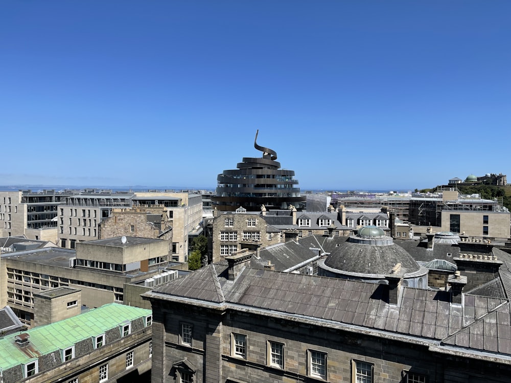 a view of a city from the top of a building