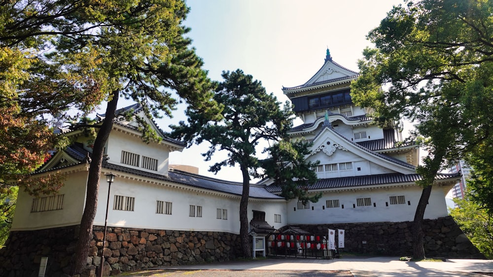 a large white building with a tower on top of it