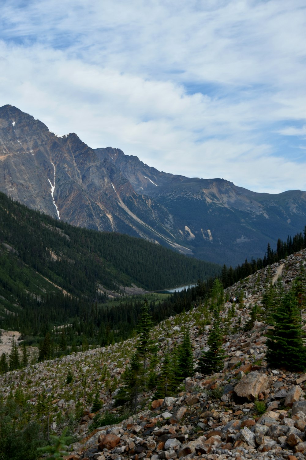 a view of a mountain range with a river running through it