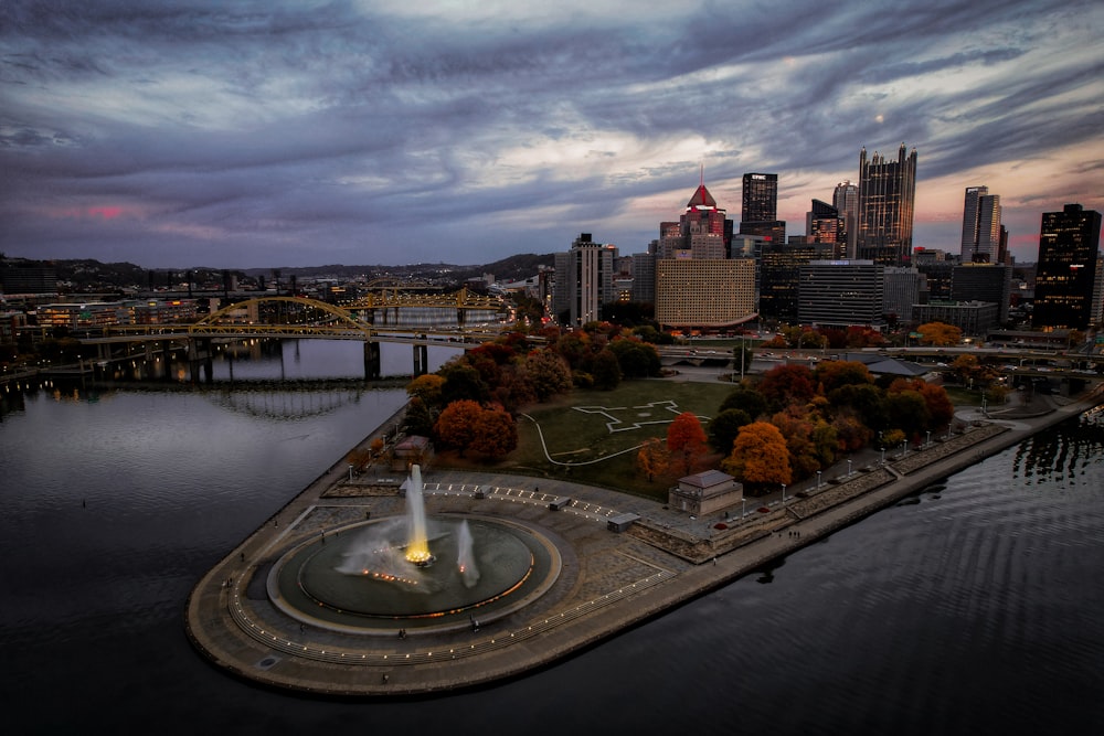 a view of a city from a bird's eye view