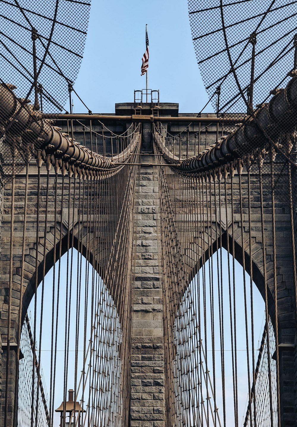 a view of the top of the brooklyn bridge