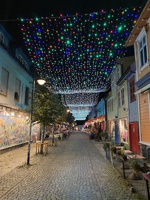 Historic cobblestone streets lined with vibrant murals and street art.