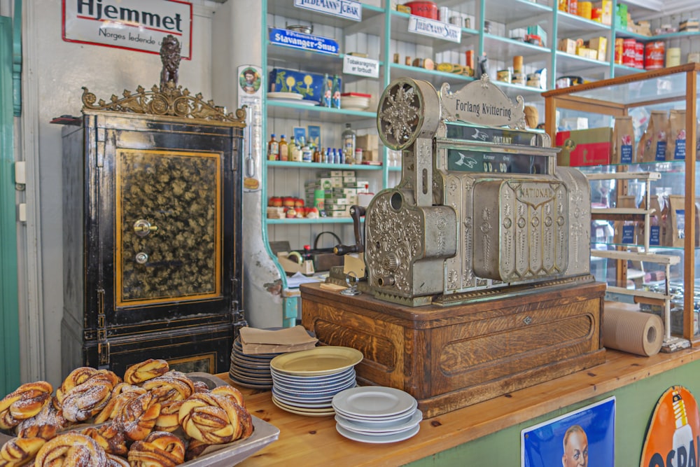 a store with a lot of food on the counter