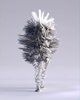 Artistic composition of sculptural object fragments in dynamic, layered arrangement.