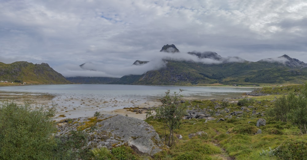 a large body of water surrounded by mountains