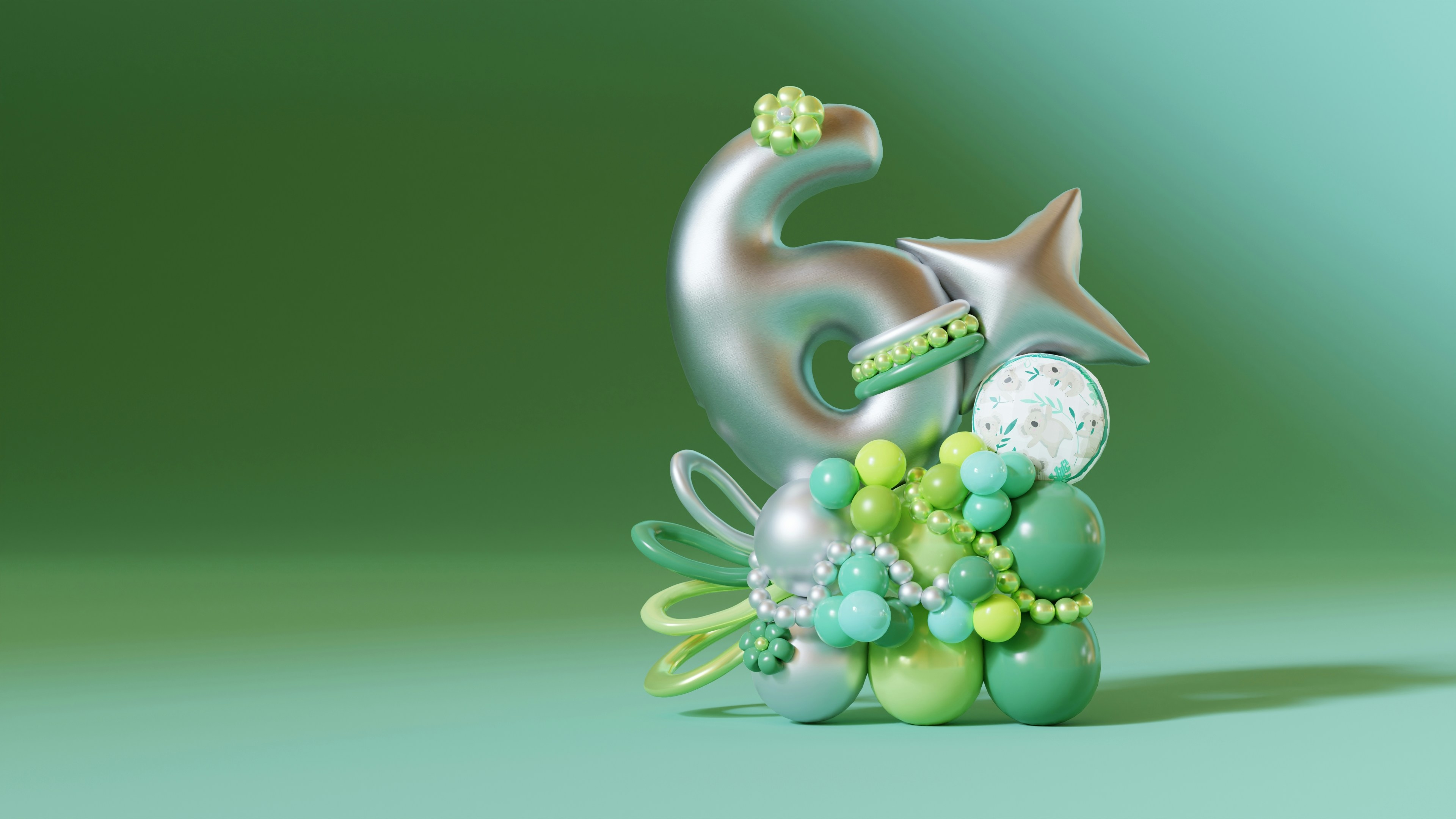 a green and silver sculpture with a starfish on top of it