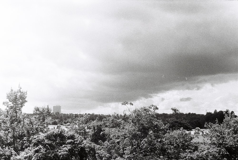 a black and white photo of a cloudy sky