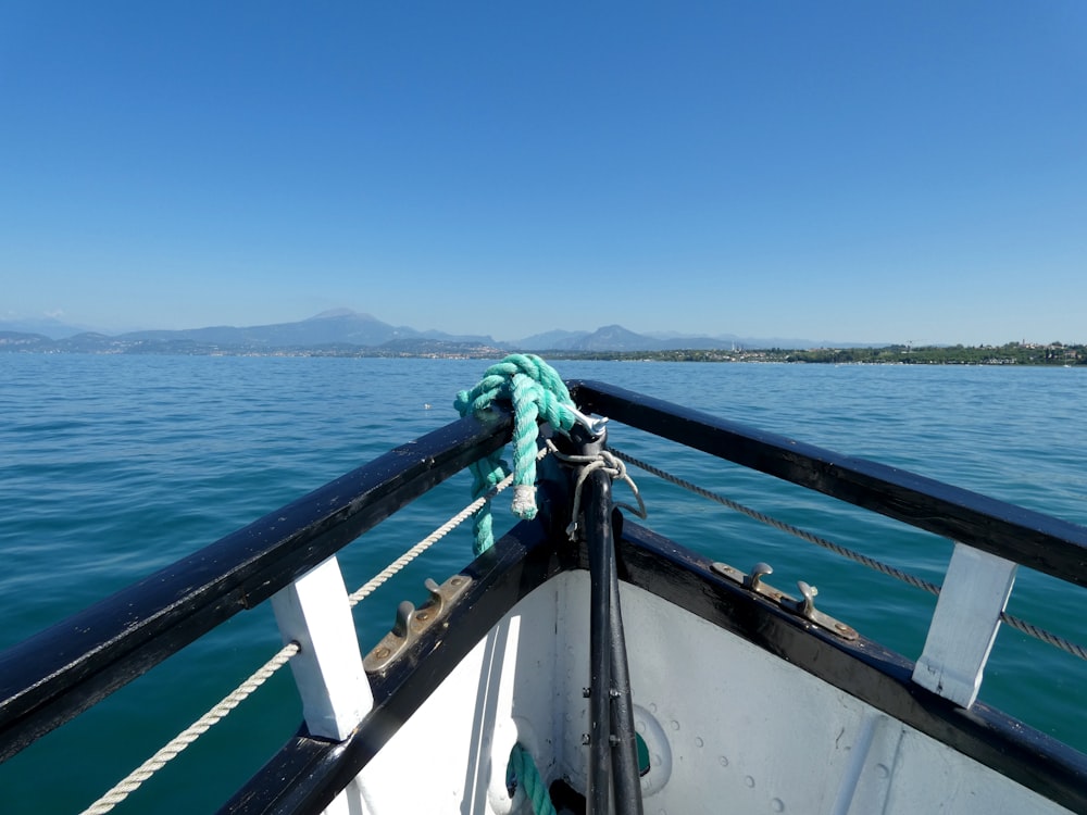 a view of the water from the front of a boat